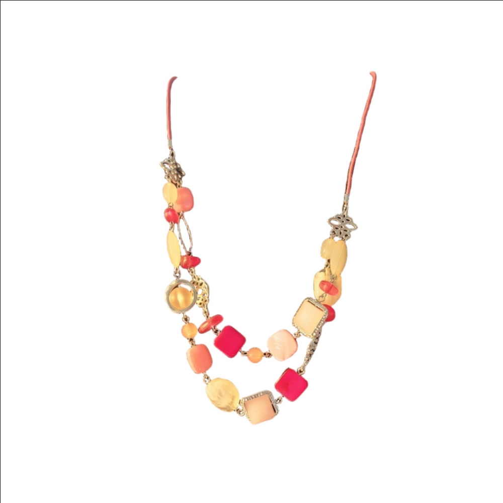 Christopher & Banks Multi-Color Beaded Statement Necklace 18” + 3” Extender NWT